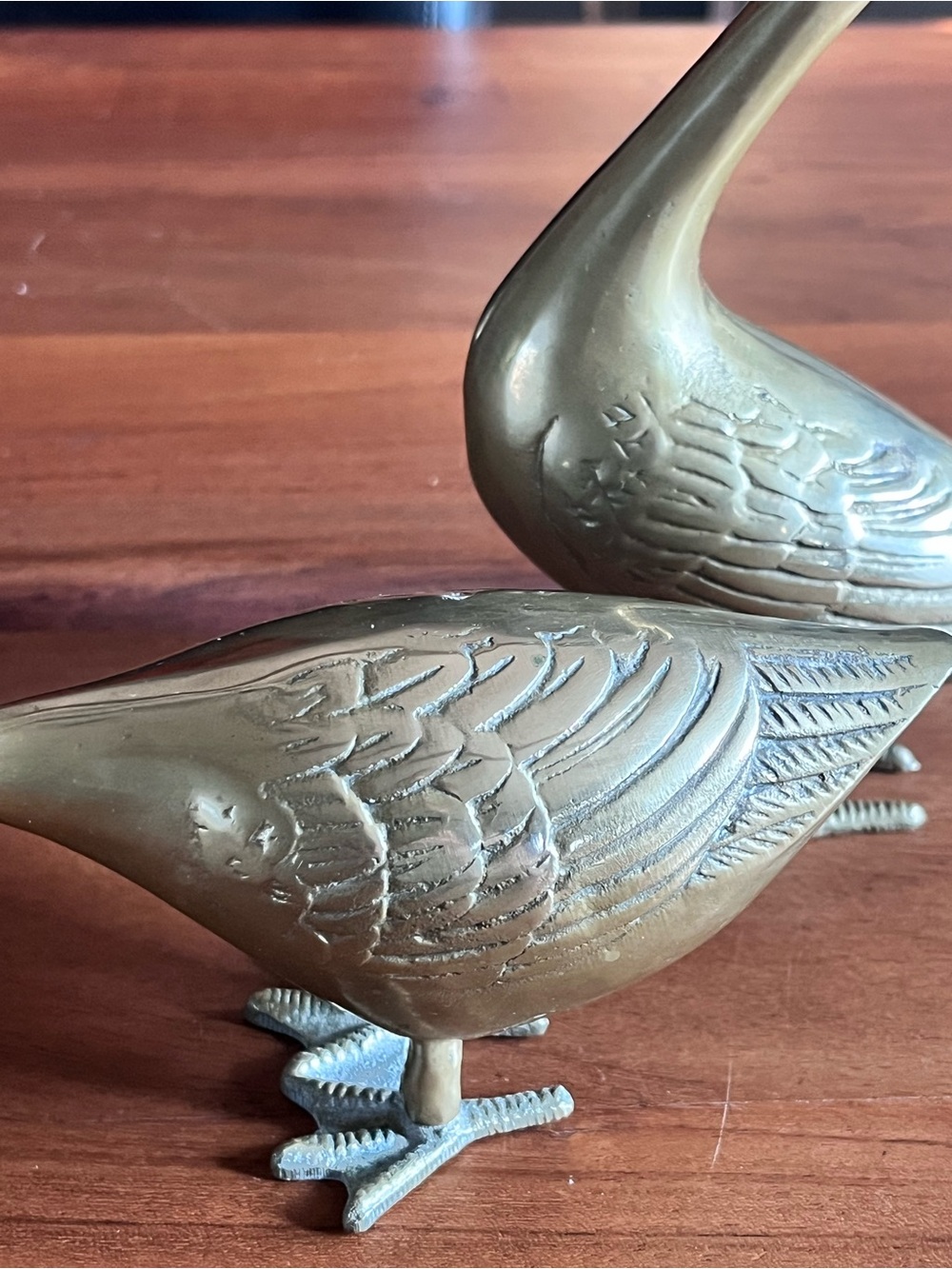 Vintage Brass Goose Figurines Set of 2 Mid Century Hollywood Regency Decor 9” - Picture 10 of 16